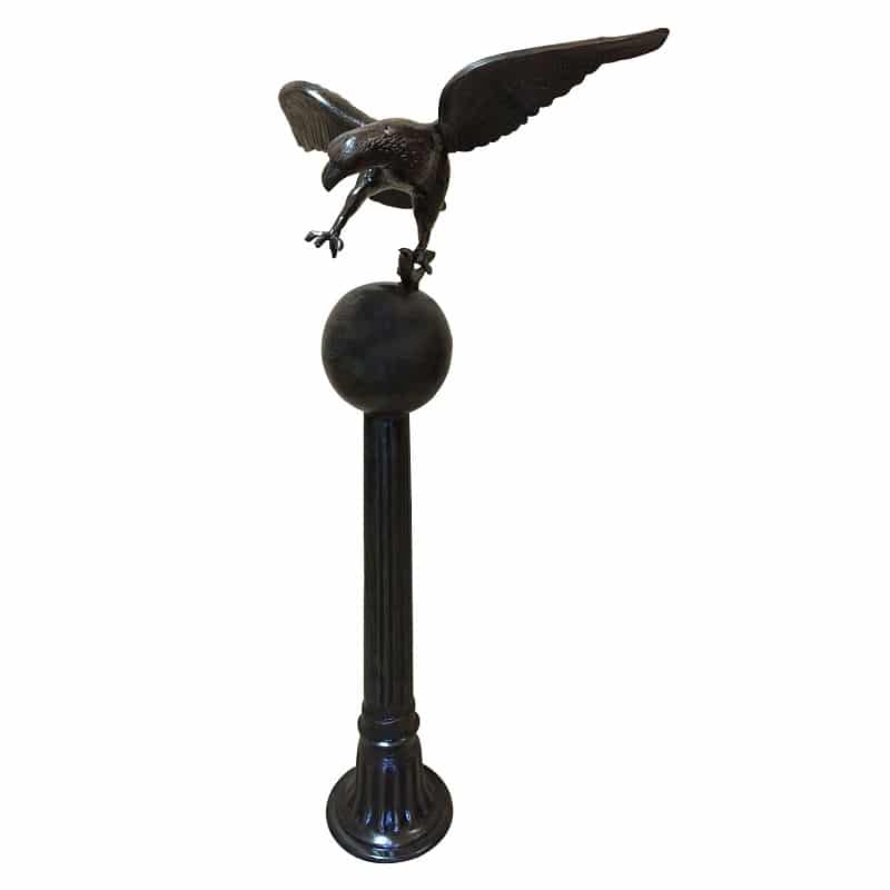 Small Eagle on Post Aluminum Home Statue