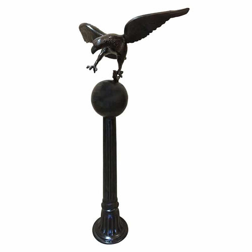 Small Eagle on Post Aluminum Home Statue
