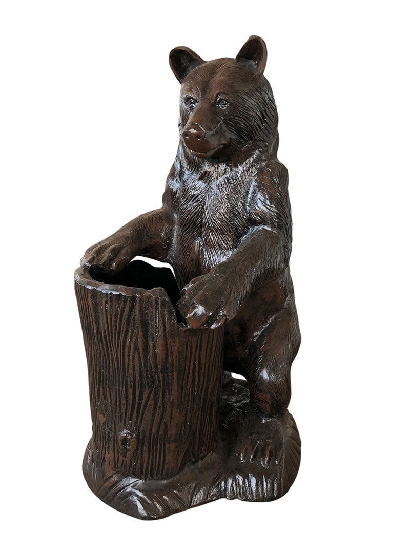 Bear with Stump Aluminum Garden Statue