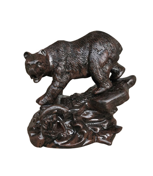 Bear Coming Down the Rock Aluminum Garden Statue
