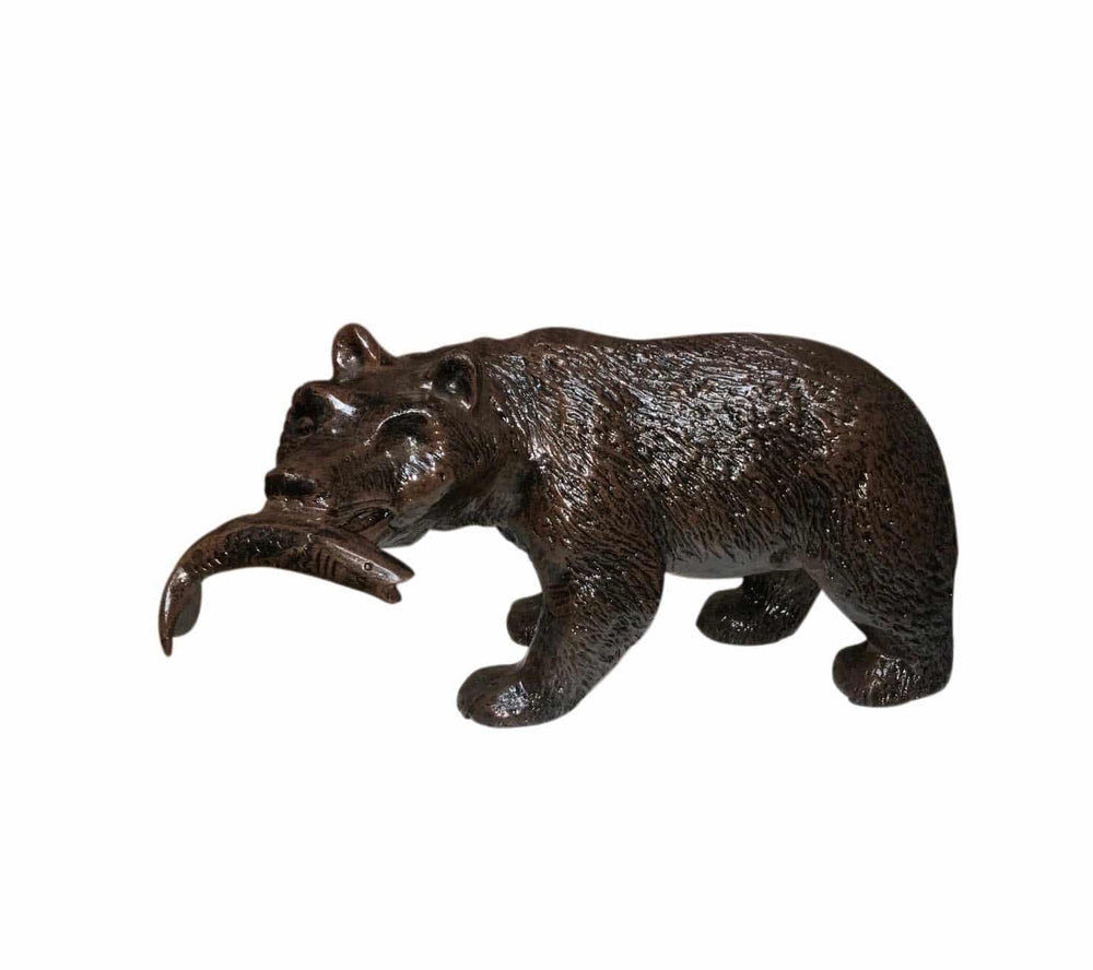 16" Bear with Fish Aluminum Home Decor