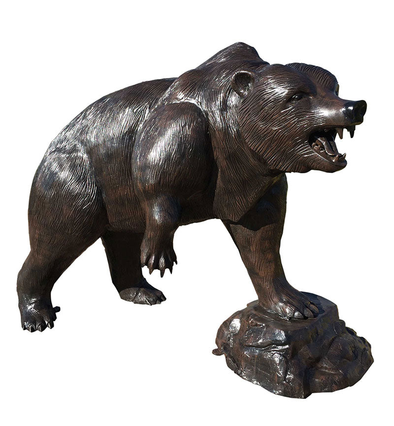 Large Grizzly Bear on the Rock Aluminum Outdoor Statues