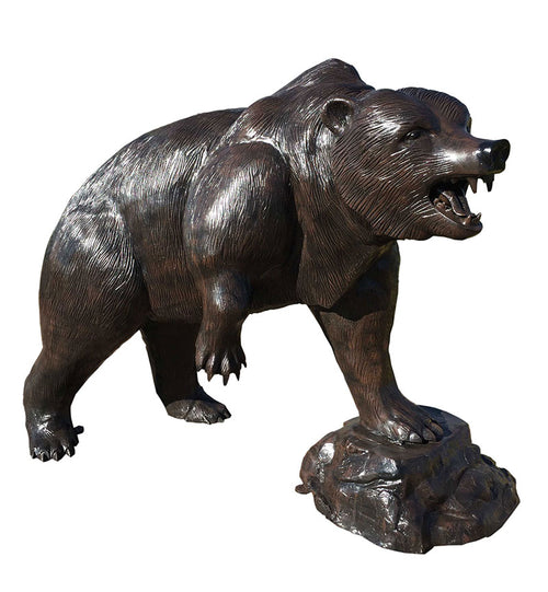 Large Grizzly Bear on the Rock Aluminum Outdoor Statues