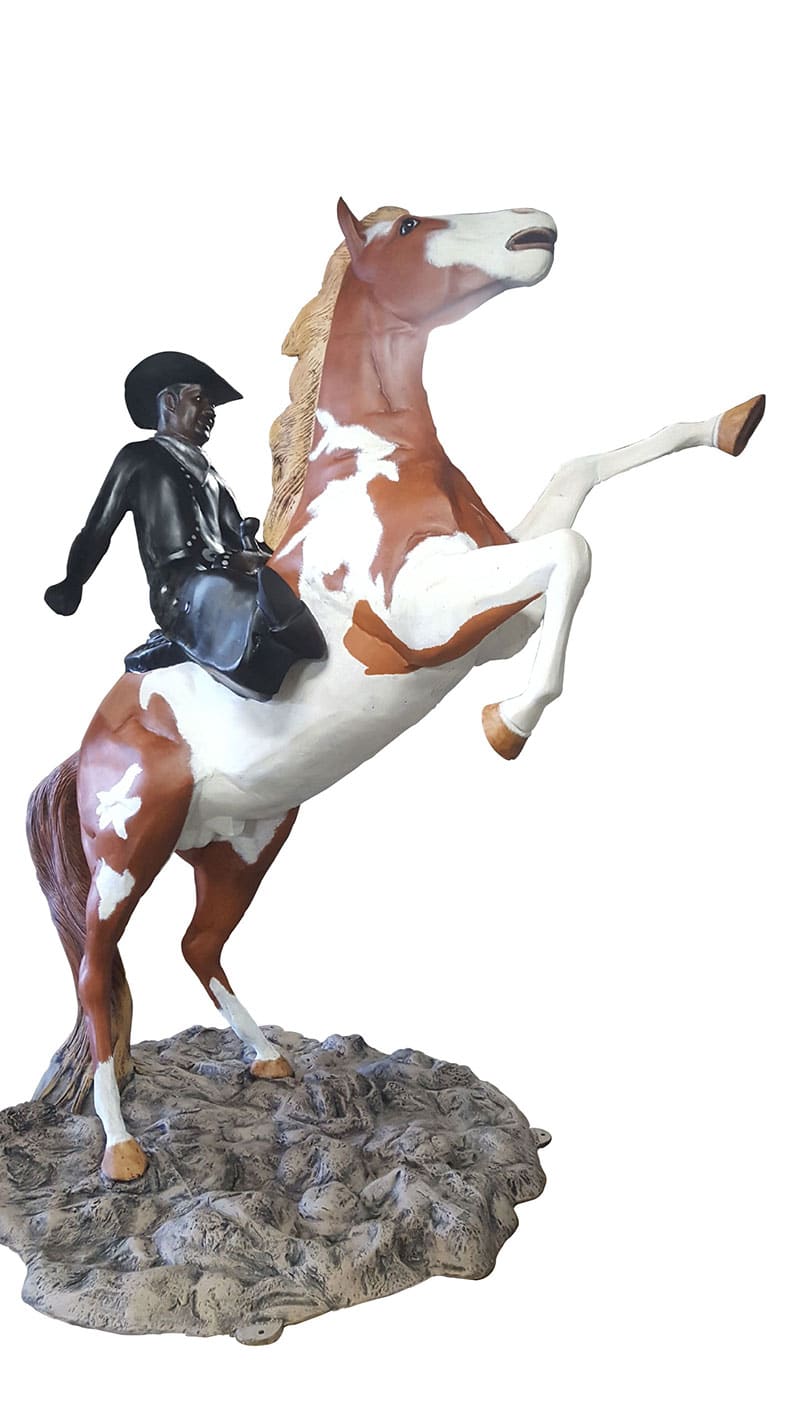 Rearing Mustang 9 Ft with Cowboy Aluminum Outdoor Statues