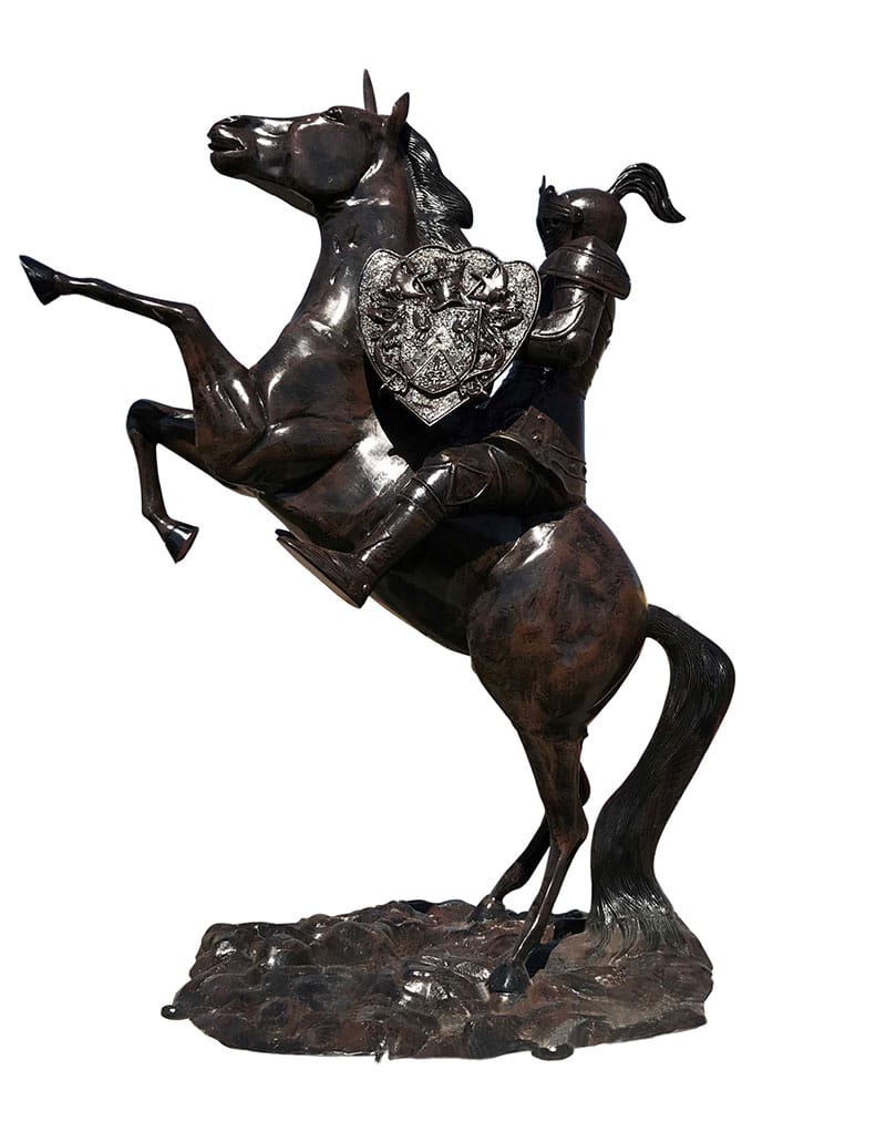 Rearing Mustang 8 Ft with Knight Aluminum Outdoor Statues