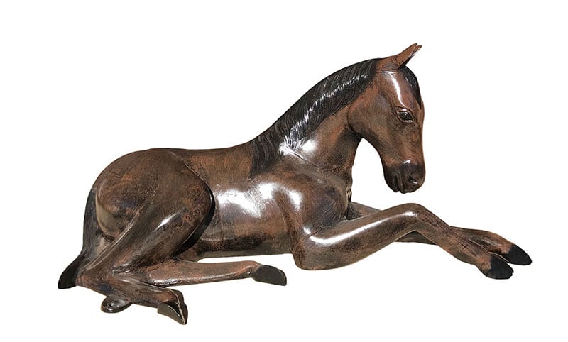 Laying Down Colt Aluminum Outdoor Statues