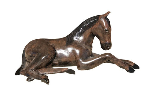 Laying Down Colt Aluminum Outdoor Statues