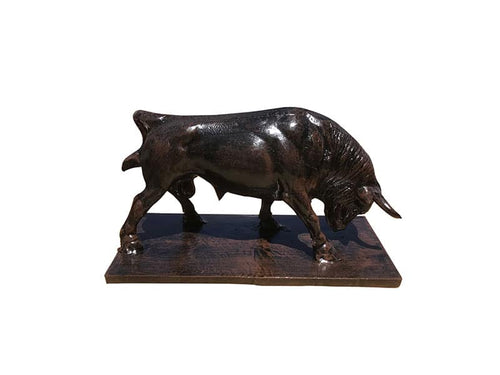 Desk Top Grazing Bull Aluminum Home Statue