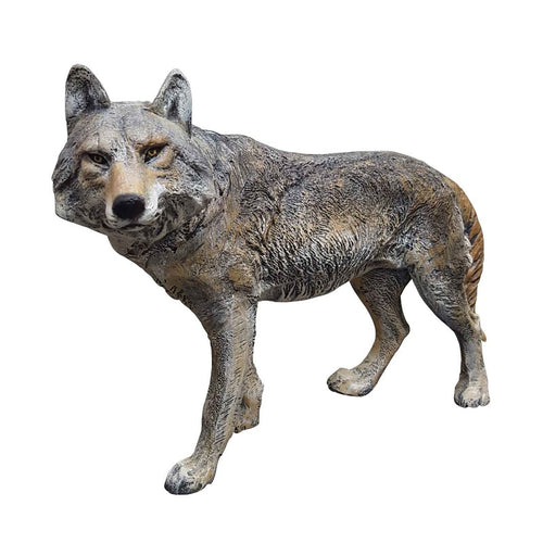 Life-like Looking Small Standing Coyote (Gray) Aluminum Garden Statue