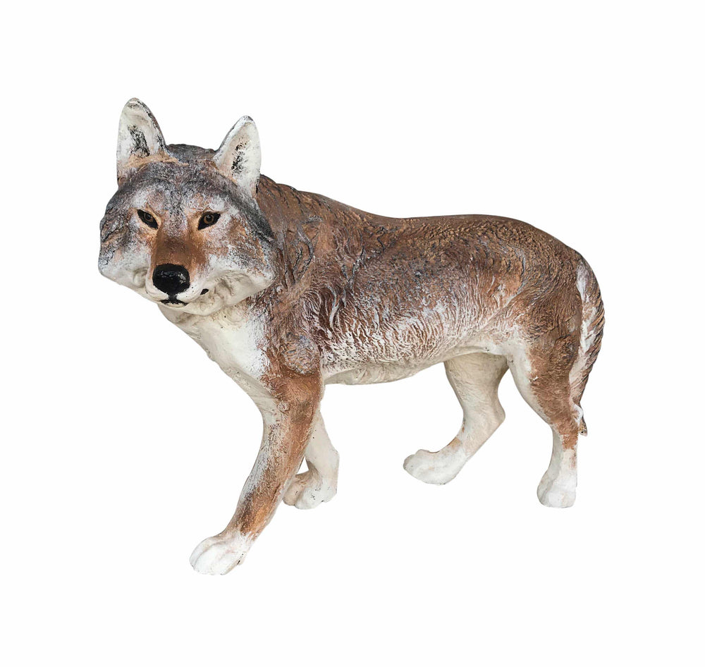 Realistic Looking Small Standing Coyote (Brown) Aluminum Garden Statue