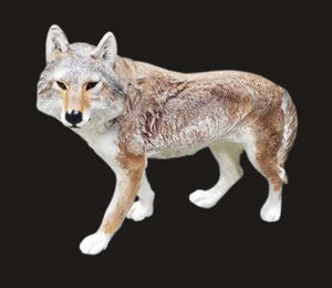 Realistic Looking Small Standing Coyote (Brown) Aluminum Garden Statue