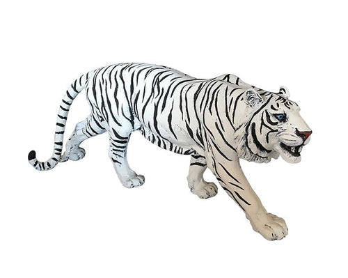 Custom Painted White Walking Tiger Aluminum Outdoor Decor