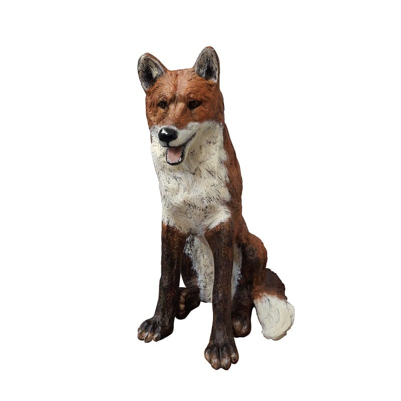 Sitting Fox in Natural Color Aluminum Home or Outdoor Decor