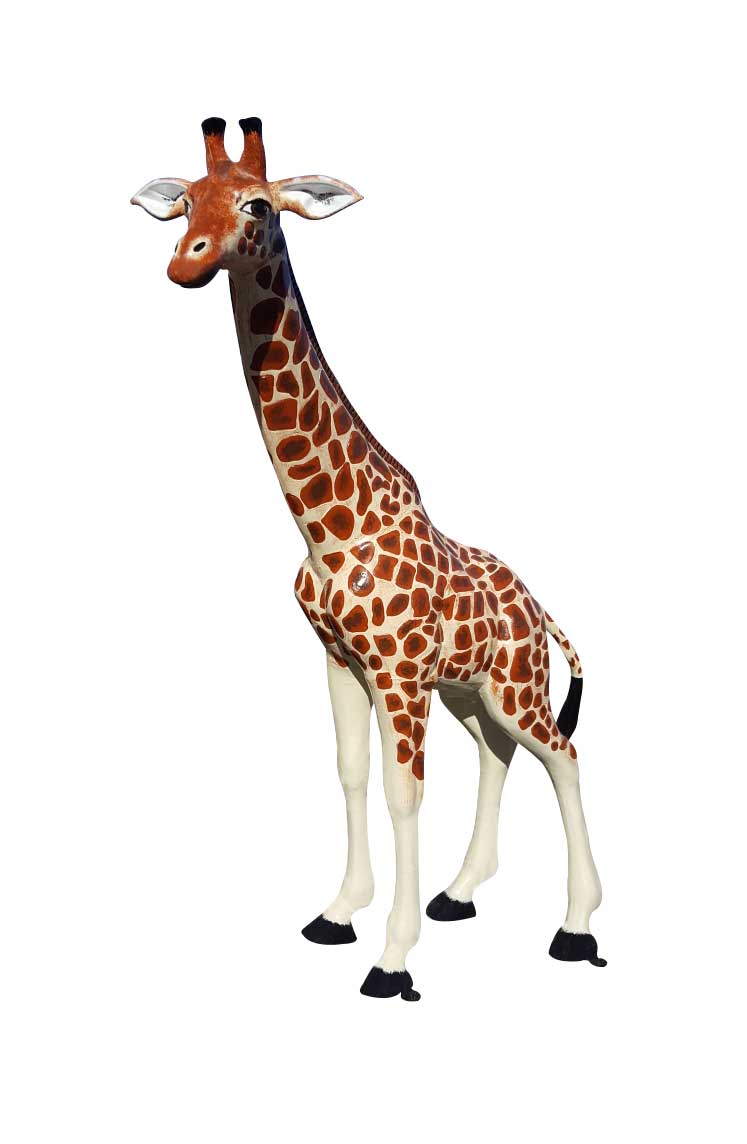 7 Ft Giraffe Custom Painted (Orange Spots) Aluminum Garden Statues