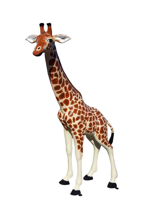 7 Ft Giraffe Custom Painted (Orange Spots) Aluminum Garden Statues