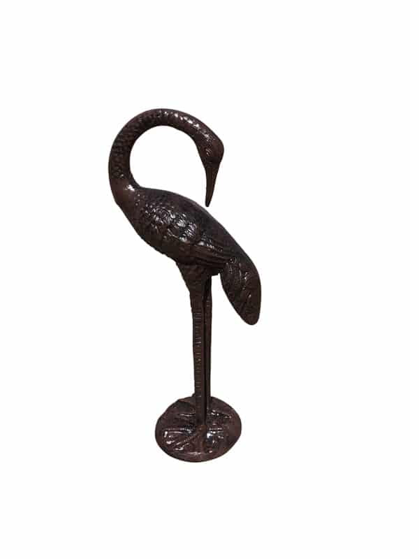 Standing Crane Head Turning Back Aluminum Garden Decor