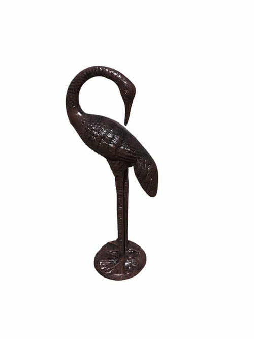 Standing Crane Head Turning Back Aluminum Garden Decor
