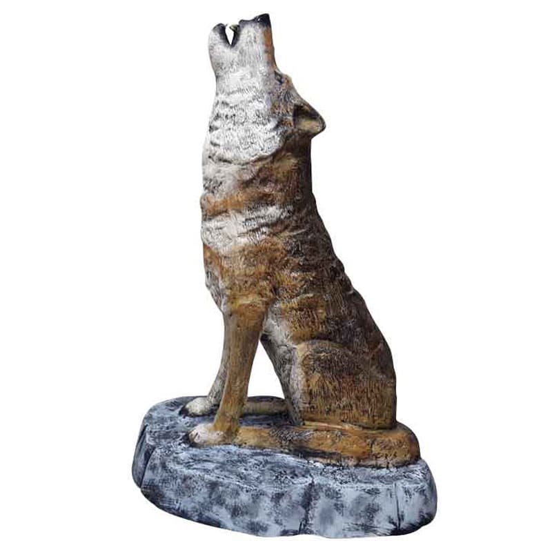 Howling Wolf in Natural Color Aluminum Outdoor Statue