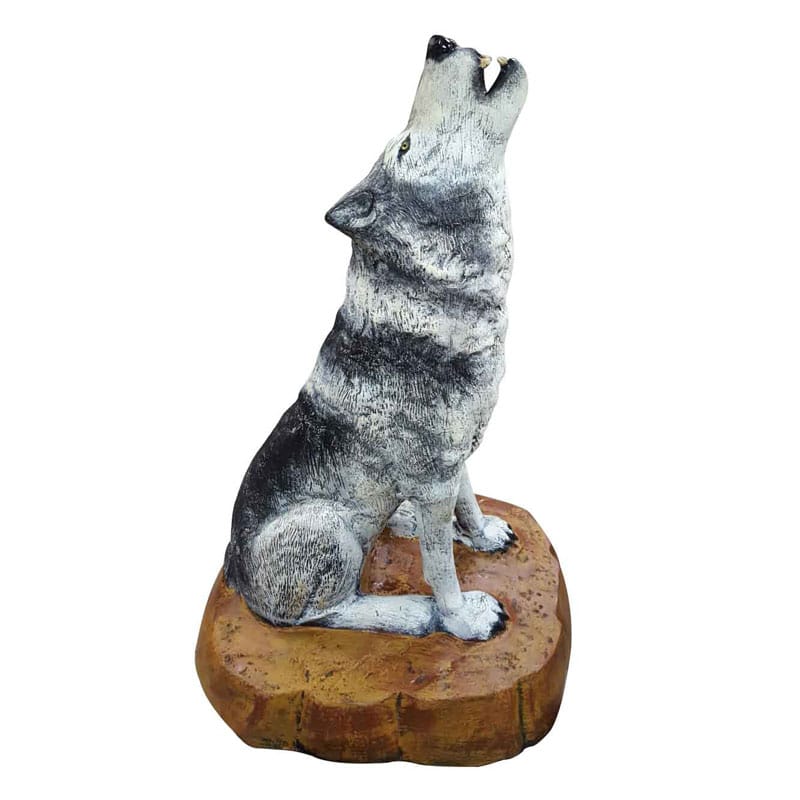 Howling Wolf in Natural Color Aluminum Outdoor Statue