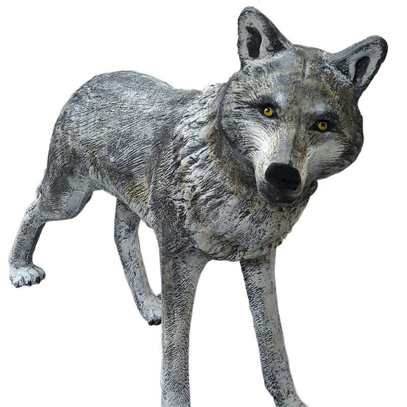 Standing Wolf in Natural Color Aluminum Garden Home Decor