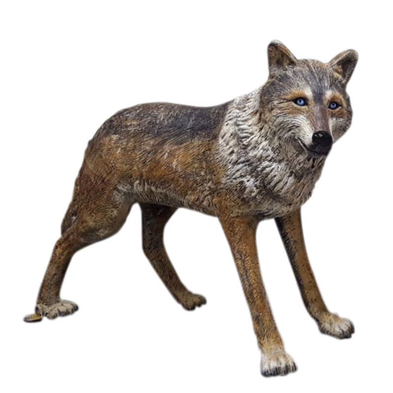 Standing Wolf in Natural Color Aluminum Garden Home Decor