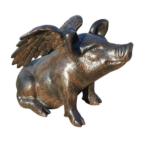 Baby Sitting Pig with Wings Aluminum Garden Statues