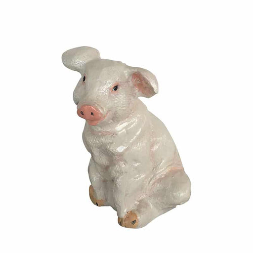 8" Natural Colored Sitting Pig Aluminum Home Decor
