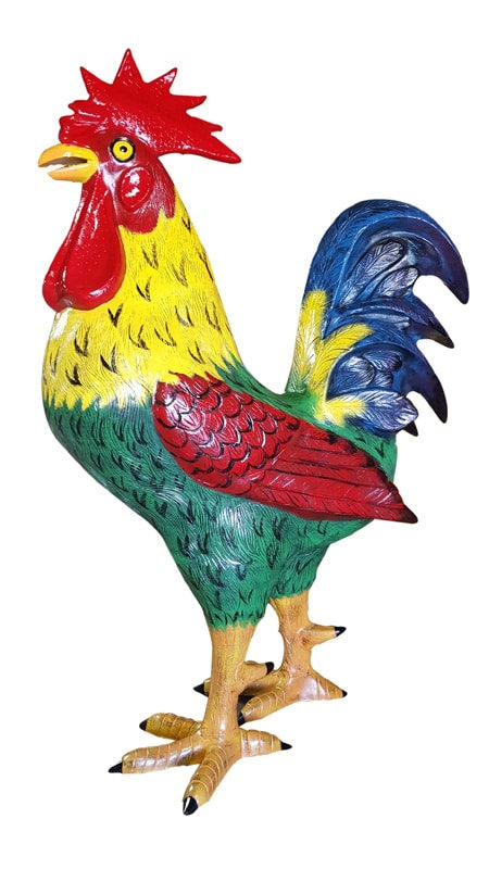8 Ft Colorful Rooster Aluminum Outdoor Statues