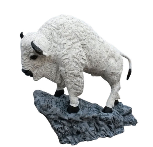 White Buffalo on the Rock Aluminum Outdoor Statue