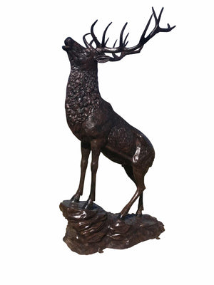 Family of Elk Aluminum Outdoor Statues in Bronze Finished Paint