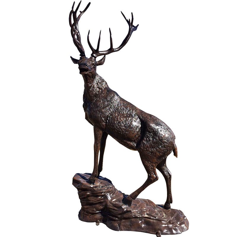 Elk on the Rock Head Turning Left Aluminum Outdoor Decor