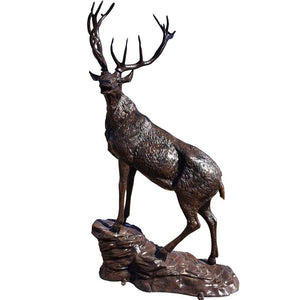 Elk on the Rock Head Turning Left Aluminum Outdoor Decor