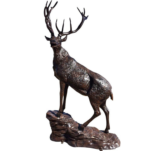 Elk on the Rock Head Turning Left Aluminum Outdoor Decor