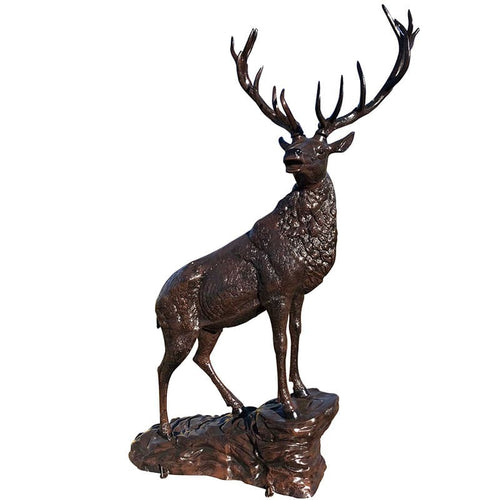 Elk on the Rock Head Turning Right Aluminum Outdoor Decor