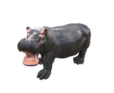 Family of Hippos (Natural Color) Aluminum Outdoor Statues