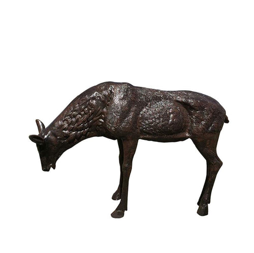 Female Grazing Elk Aluminum Outdoor Decor