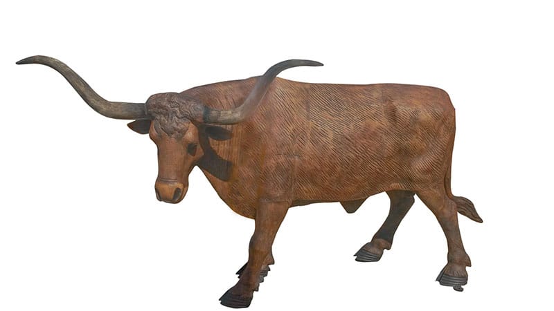 Natural Colored Turned Head Long Horn Aluminum Outdoor Statues
