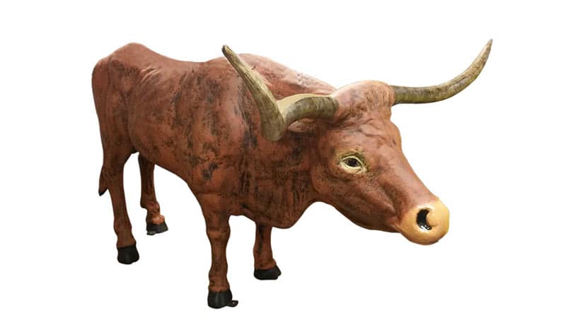 Natural Colored Texas Long Horn Aluminum Outdoor Statues