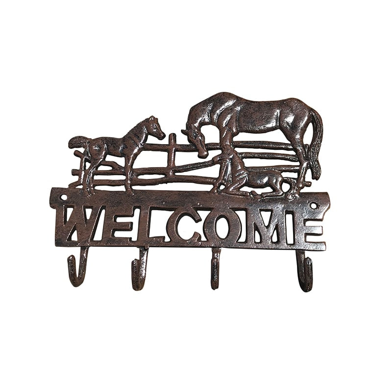 Horse with Welcome Aluminum Key/Coat Hanger