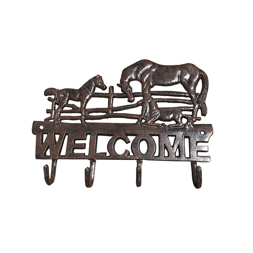 Horse with Welcome Aluminum Key/Coat Hanger