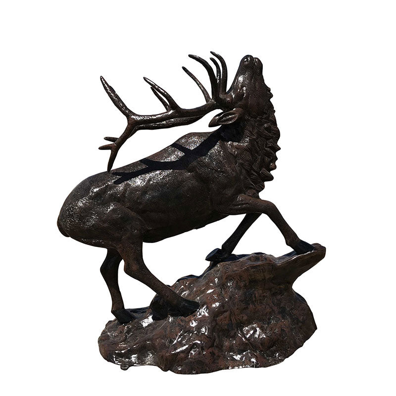 Medium Elk Going Uphill Aluminum Outdoor Decor