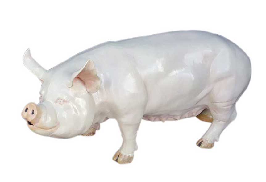 Smiling Standing Mama Bellied Pig (Custom Painted) Aluminum Garden Statues