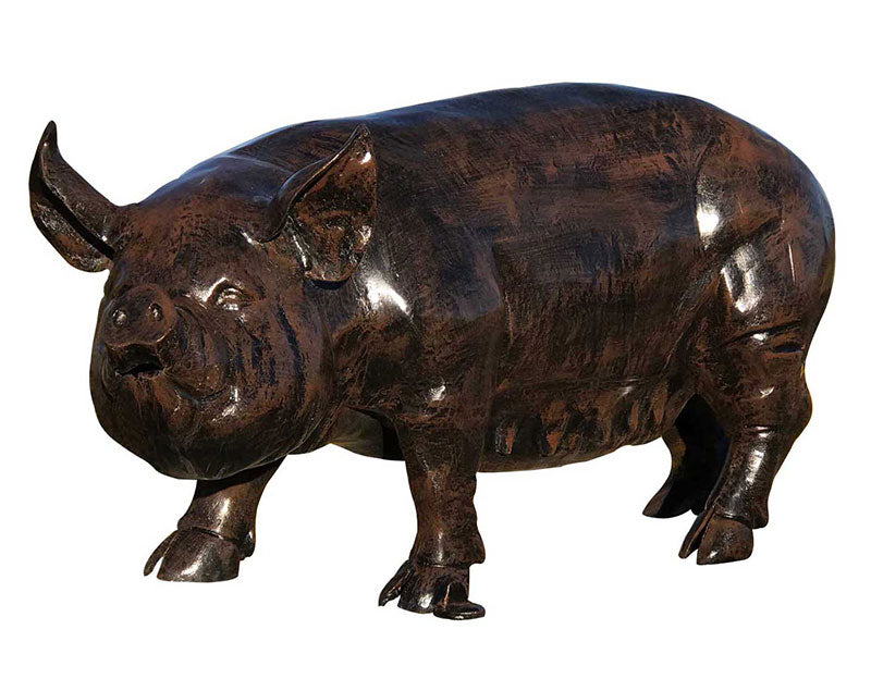 Smiling Standing Mama Bellied Pig Aluminum Garden Statues