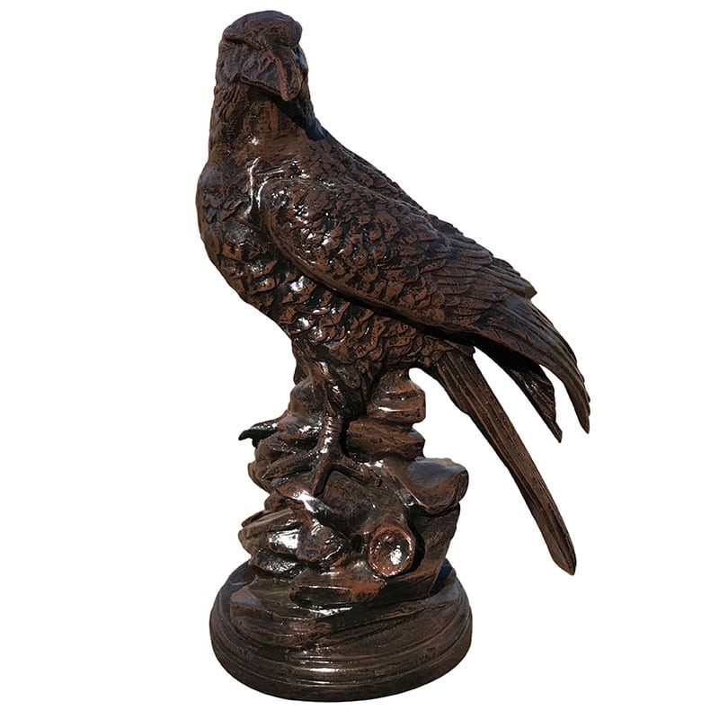 Perched Eagle on Rock in Bronzed Finished Paint Aluminum Home Decor