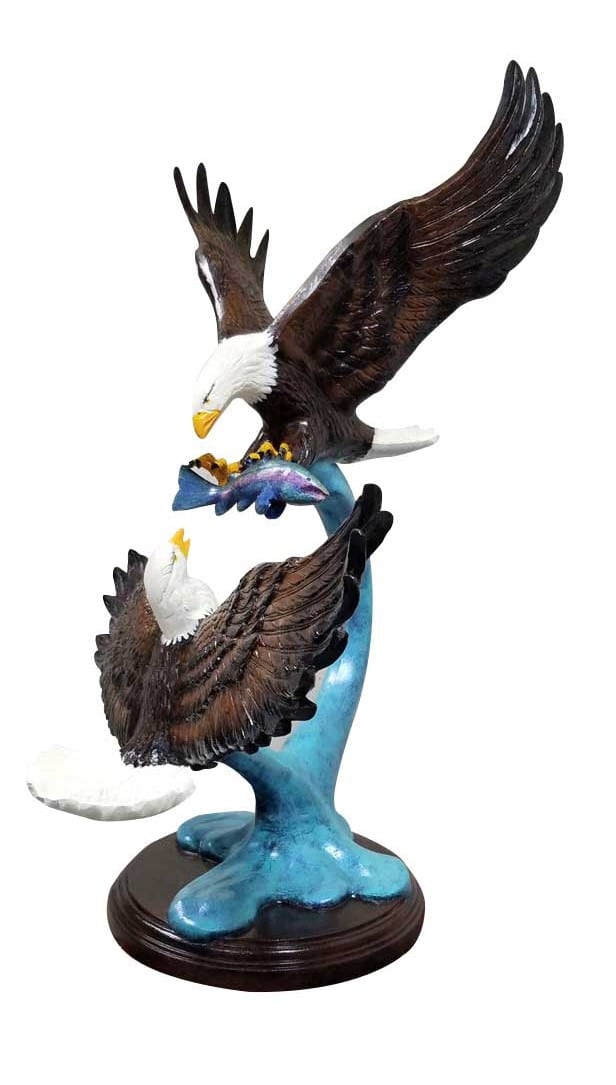 Fighting Bald Eagle with Fish Aluminum Garden Statues