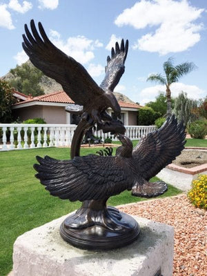 Fighting Eagle with Fish Aluminum Garden Statues