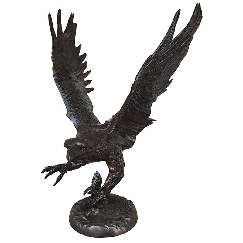 Large Eagle with Fish in Black/Brown Aluminum Garden Statues