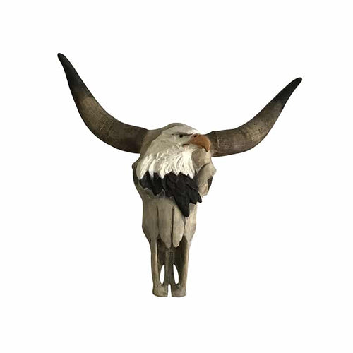 Custom Painted Skull with 3D Eagle Aluminum Wall Decor