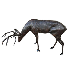 Large Grazing Deer Buck Aluminum Garden Decor
