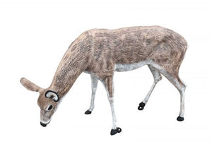 Standing Buck & Grazing Doe in Natural Color Aluminum Garden Statues